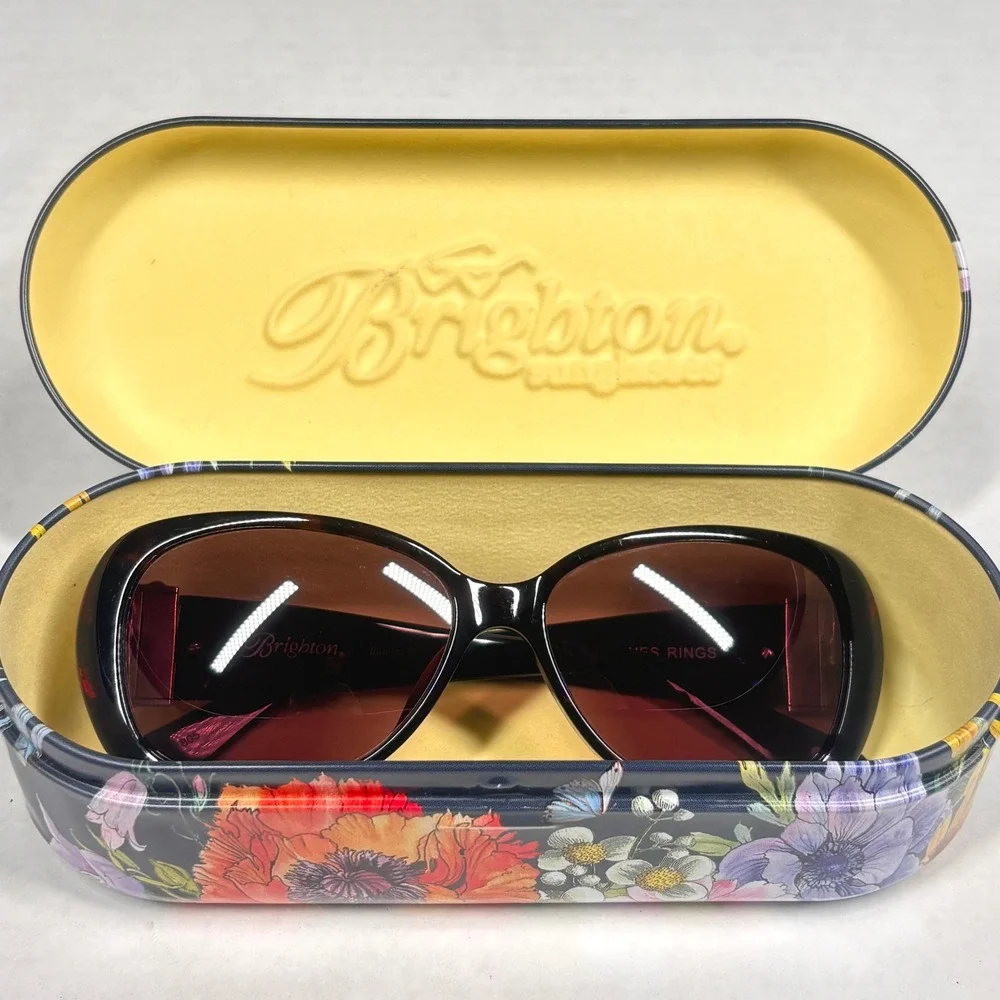 Brighton Neptunes Rings Sunglasses A12537-135 Tortoise Shell Crystal Trim Case